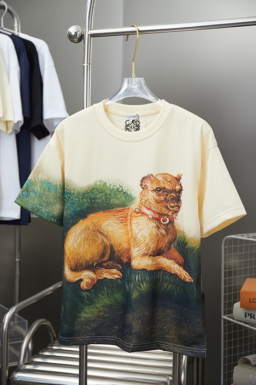 ロエベブリュッセルグリフィン犬プリント半袖シャツ