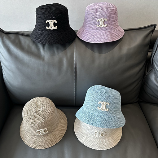 セリーヌ透かし編み春夏フラットトップフィッシャーマンハット