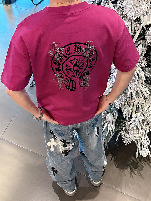 クロムハーツスーパーコピー新しいプリントホットドリル半袖シャツ