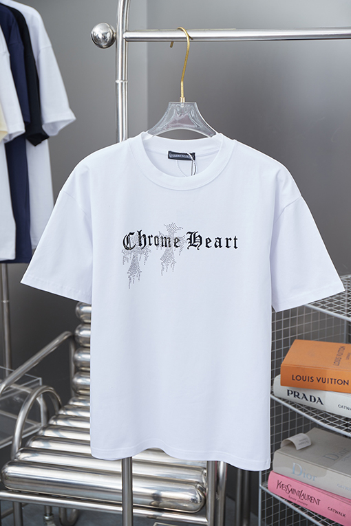 クロムハーツスーパーコピー新しいプリントホットドリル半袖シャツ