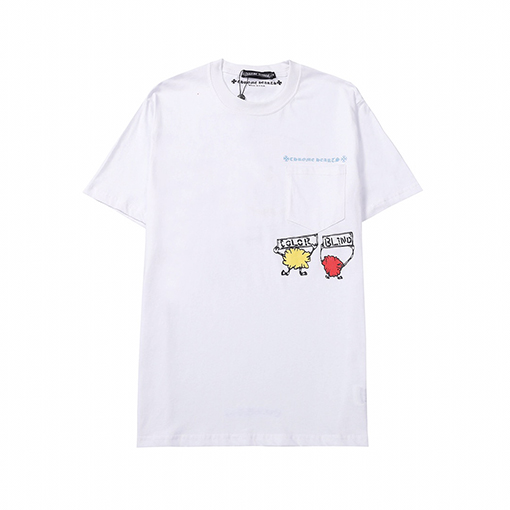クロムハーツコピーCHサンスクリットラウンドネック半袖レディースカジュアル大きな唇漫画プリント半袖Tシャツ