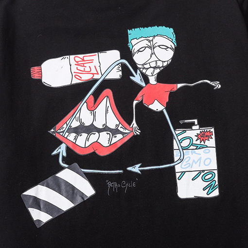クロムハーツコピーCHサンスクリットラウンドネック半袖レディースカジュアル大きな唇漫画プリント半袖Tシャツ