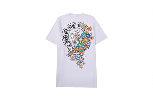 クロムハーツ サンスクリット虹スマイリー花馬蹄プリント半袖Tシャツ
