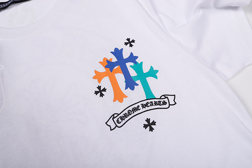 クロムハーツ サンスクリット虹スマイリー花馬蹄プリント半袖Tシャツ