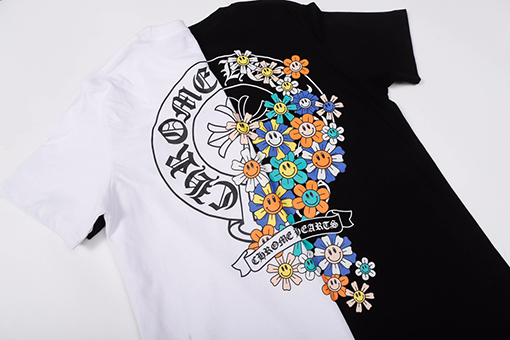 クロムハーツ サンスクリット虹スマイリー花馬蹄プリント半袖Tシャツ