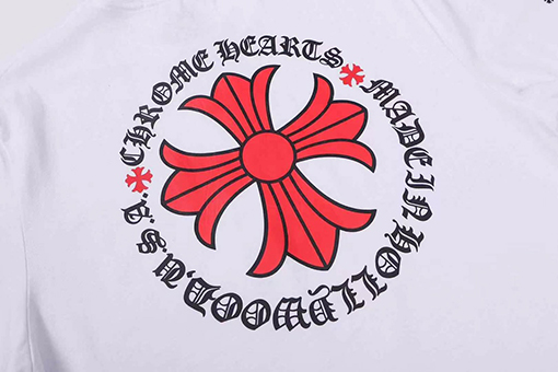 クロムハーツコピー 赤い十字架サンスクリット文字のラウンドネック半袖Tシャツ