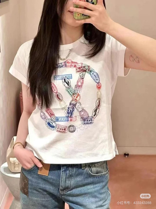 ルイヴィトン 新しいチェーンプリント半袖Tシャツ