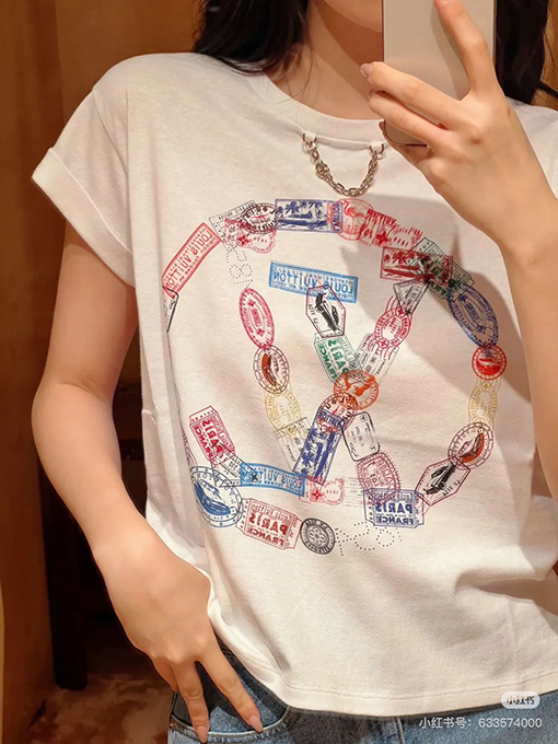 ルイヴィトン 新しいチェーンプリント半袖Tシャツ