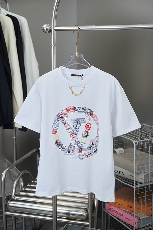 ルイヴィトン 新しいチェーンプリント半袖Tシャツ