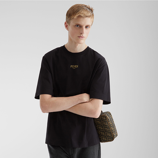 フェンディコピー新しいローマのゴールドプリントTシャ