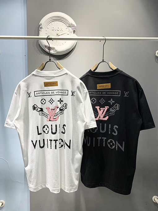 ルイヴィトン新しい厚いロゴプリントTシャツ