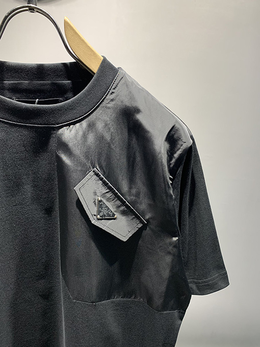 プラダ 新しい針織りステッチポケット半袖Tシャツ
