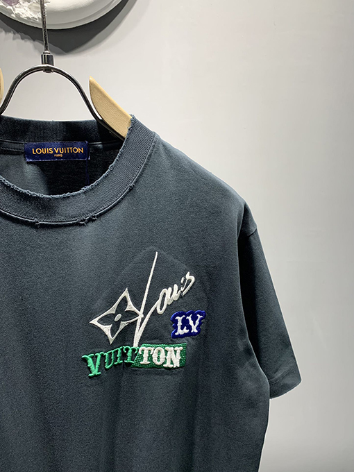 ルイヴィトン 新しい立体ゴム刺繍半袖Tシャツ