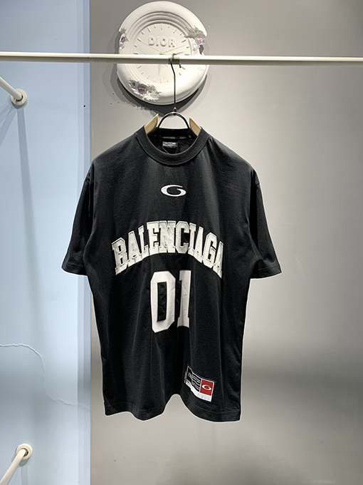 バレンシアガウォッシュドビンテージバスケットボールシリーズ半袖Tシャツ