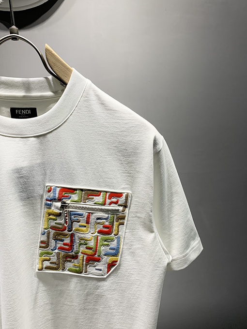 フェンディ 新しい刺繍スポーツ半袖Tシャツ