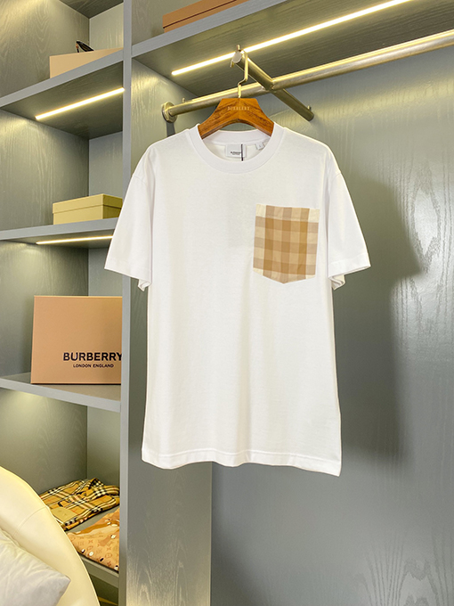 バーバリー 新しいヴィンテージベージュチェック柄ポケット半袖Tシャツ