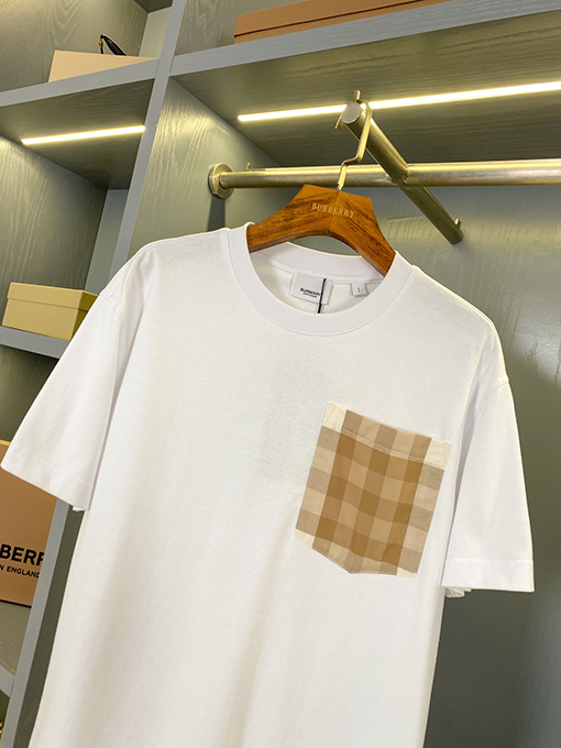 バーバリー 新しいヴィンテージベージュチェック柄ポケット半袖Tシャツ
