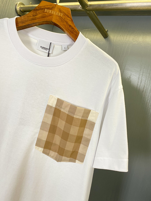 バーバリー 新しいヴィンテージベージュチェック柄ポケット半袖Tシャツ