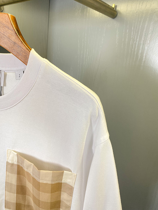 バーバリー 新しいヴィンテージベージュチェック柄ポケット半袖Tシャツ