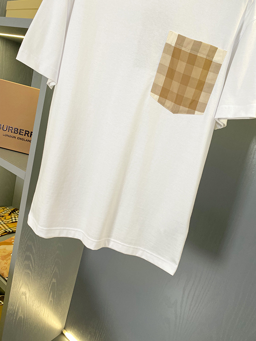 バーバリー 新しいヴィンテージベージュチェック柄ポケット半袖Tシャツ