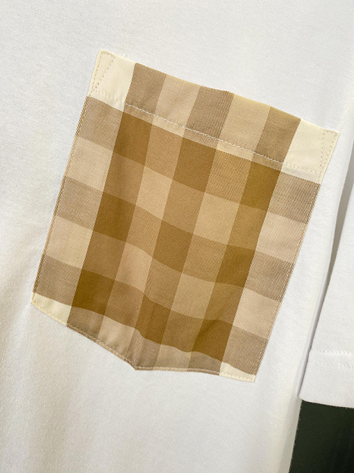 バーバリー 新しいヴィンテージベージュチェック柄ポケット半袖Tシャツ