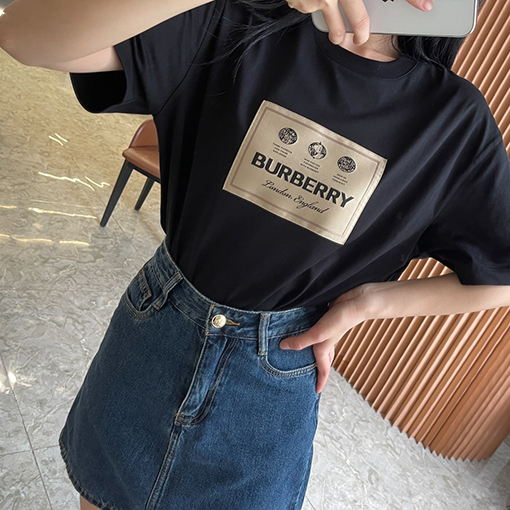 バーバリー 新しいラベルのゆったりとした綿の半袖Tシャツ