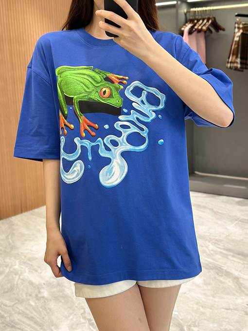 バーバリー 新しいカエルプリント半袖Tシャツ