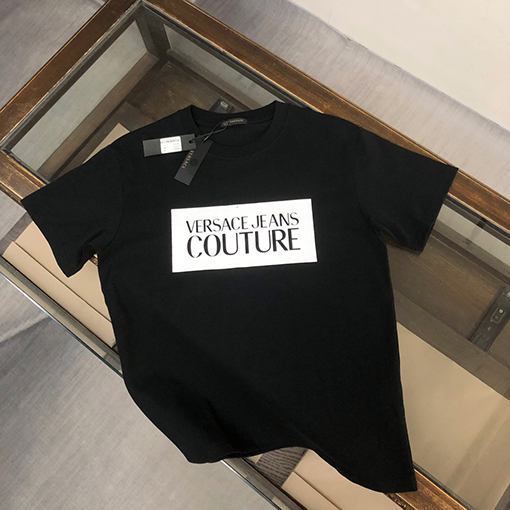 ヴェルサーチコピーカップルコットンTシャツ