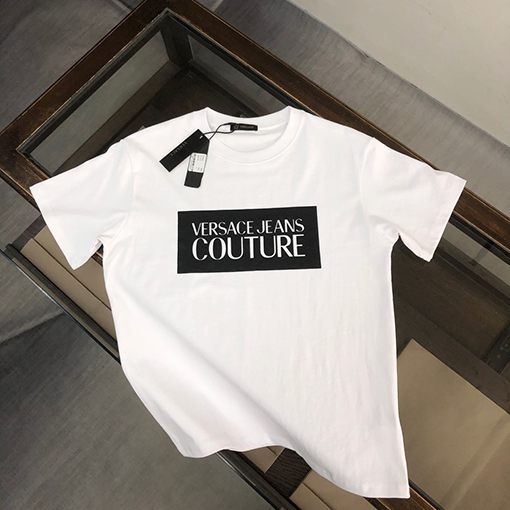 ヴェルサーチコピーカップルコットンTシャツ