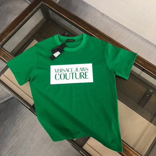 ヴェルサーチコピーカップルコットンTシャツ