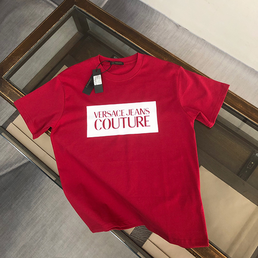 ヴェルサーチコピーカップルコットンTシャツ