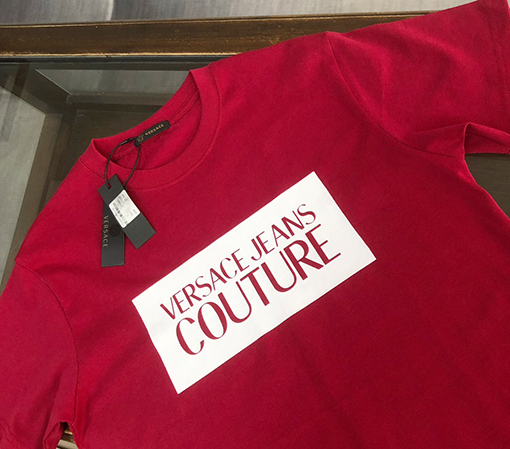 ヴェルサーチコピーカップルコットンTシャツ