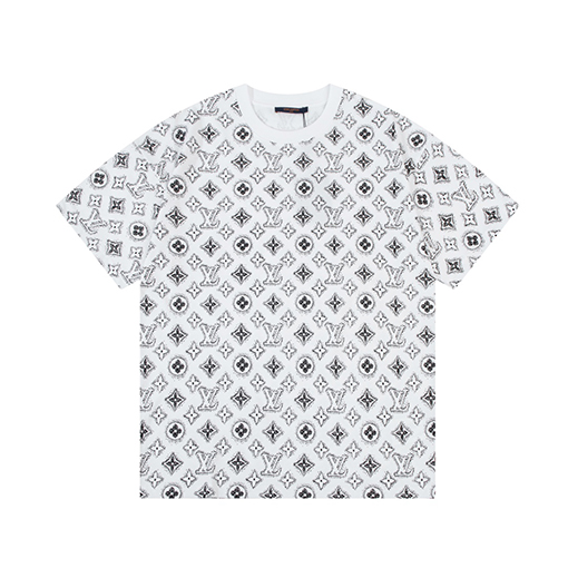 ルイヴィトン ファッション水彩フルプリントロゴ半袖Tシャツ