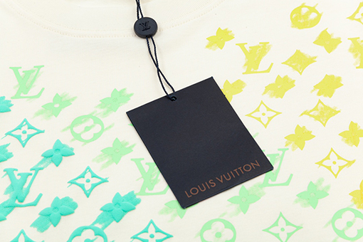 ルイヴィトン グラデーションモノグラム文字プリント大きなロゴロゴ半袖Tシャツ