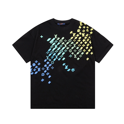 ルイヴィトン グラデーションモノグラム文字プリント大きなロゴロゴ半袖Tシャツ