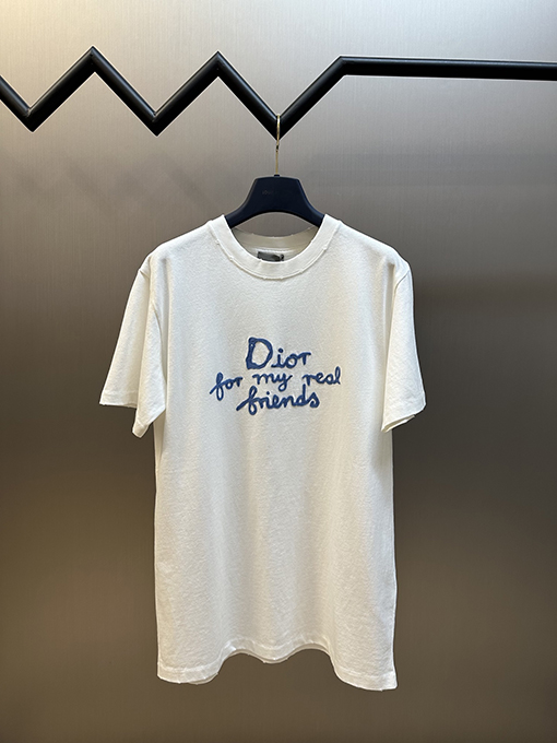 ディオール 友達アルファベット刺繍ラウンドネック半袖Tシャツ