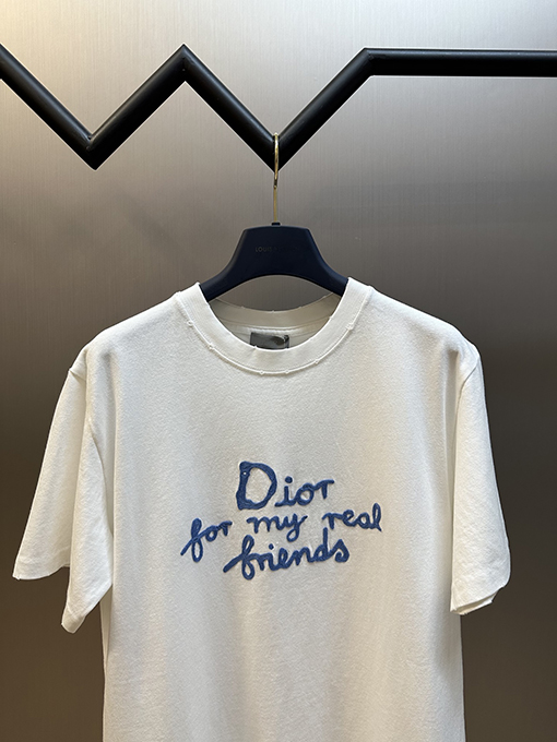 ディオール 友達アルファベット刺繍ラウンドネック半袖Tシャツ