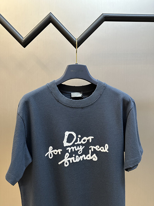 ディオール 友達アルファベット刺繍ラウンドネック半袖Tシャツ