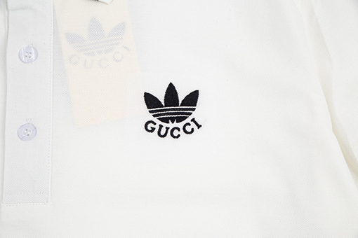 Guci X Adidas 小さなロゴ刺繍パッチワーク半袖ポロシャツ