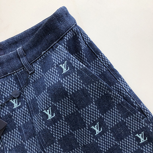 ルイヴィトンコピー新しいDAMIER刺繍デニムショーツ