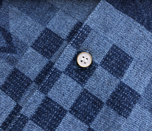 ルイヴィトンアルファベット刺繍デニム半袖シャツ