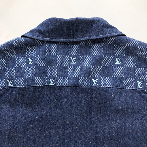 ルイヴィトンアルファベット刺繍デニム半袖シャツ