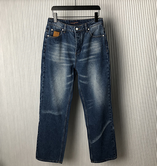 ルイヴィトン新しい日焼け退色効果スケートボードジーンズ