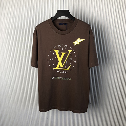 ルイヴィトン新しいラインストーンコンパスウォッシュコットン半袖Tシャツ