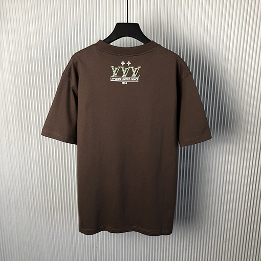 ルイヴィトン新しいラインストーンコンパスウォッシュコットン半袖Tシャツ