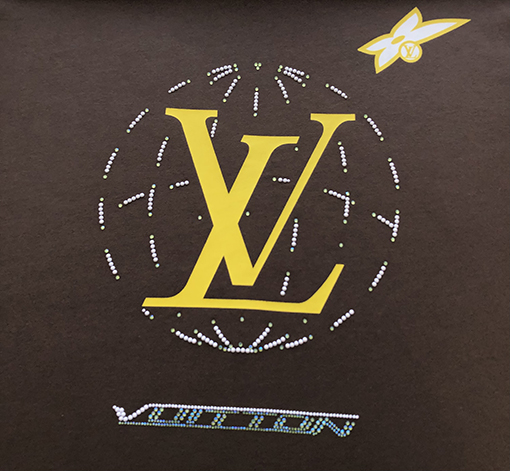 ルイヴィトン新しいラインストーンコンパスウォッシュコットン半袖Tシャツ