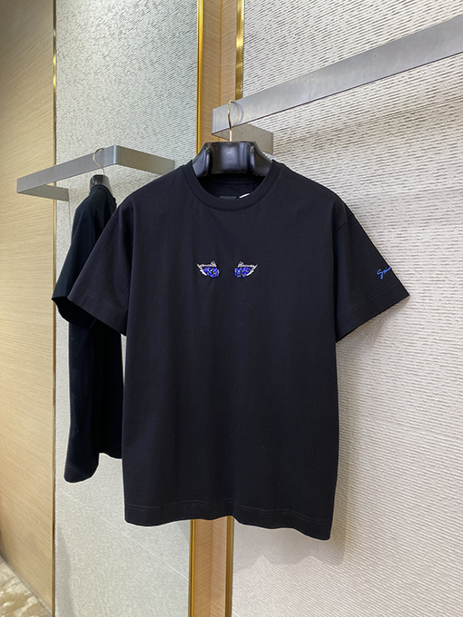 ジバンシイ 新しいラインストーン猫の目刺繍半袖Tシャツ