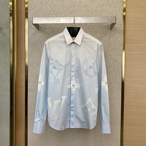 ルイヴィトンコピー 新しいグラデーションプリントラペルシャツ