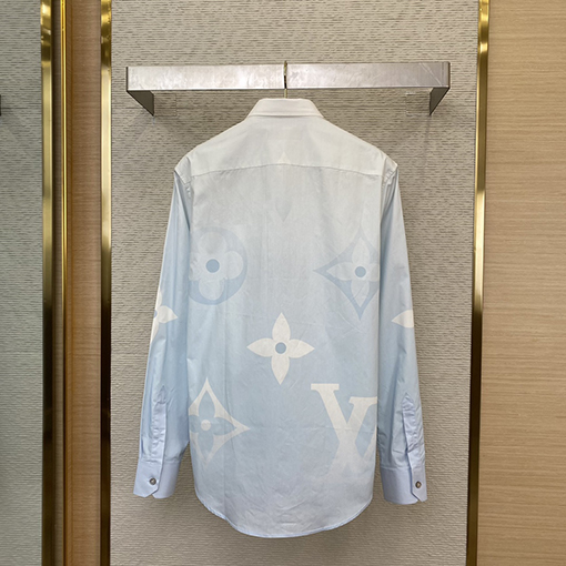 ルイヴィトンコピー 新しいグラデーションプリントラペルシャツ