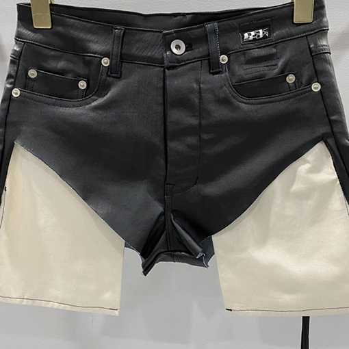 リックオウエンス レディース大きなポケット三角コーティングデニムショートパンツ